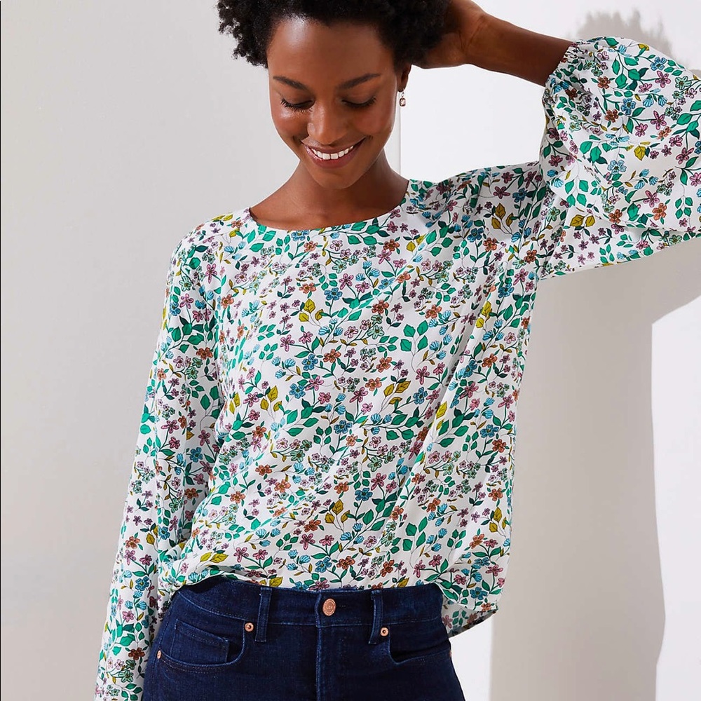 Floral Draped Sleeve Top